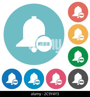 Remove reminder flat white icons on round color backgrounds Stock Vector