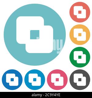 Exclude shapes flat white icons on round color backgrounds Stock Vector