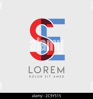 SE logo letters with blue and red gradation Stock Vector