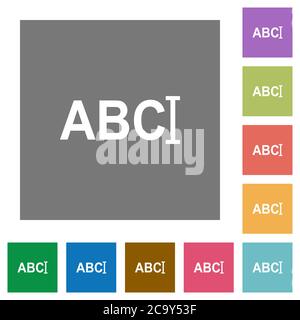 Typing text with cursor flat icons on simple color square backgrounds Stock Vector