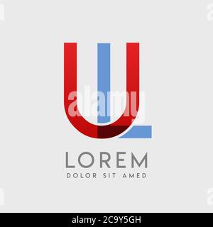 UL logo letters with blue and red gradation Stock Vector