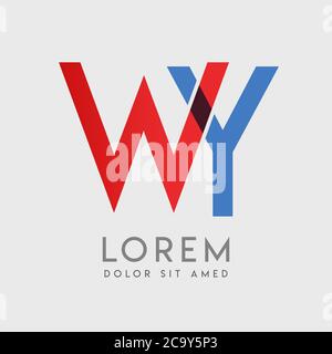WY logo letters with blue and red gradation Stock Vector