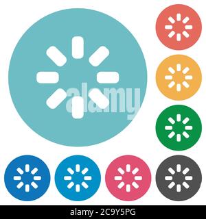 Loader symbol flat white icons on round color backgrounds Stock Vector