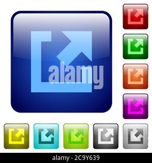 External link icons in rounded square color glossy button set Stock Vector