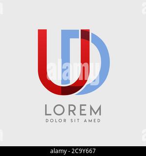 UD logo letters with blue and red gradation Stock Vector