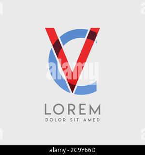 VC logo letters with blue and red gradation Stock Vector