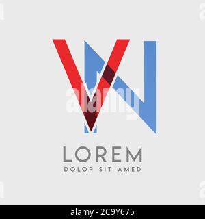 VN logo letters with blue and red gradation Stock Vector