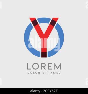 YO logo letters with blue and red gradation Stock Vector