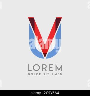 VU logo letters with blue and red gradation Stock Vector