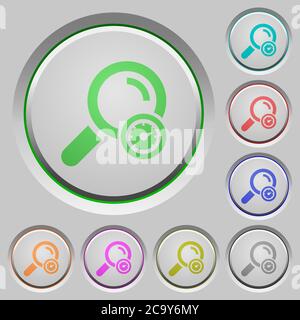 Search engine optimization color icons on sunk push buttons Stock Vector