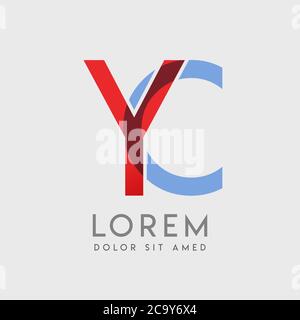 YC logo letters with blue and red gradation Stock Vector