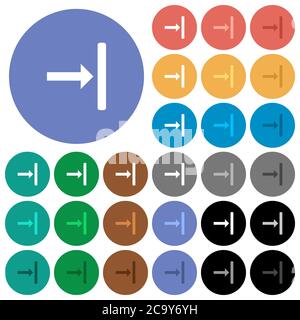 Align to right multi colored flat icons on round backgrounds. Included white, light and dark icon variations for hover and active status effects, and Stock Vector