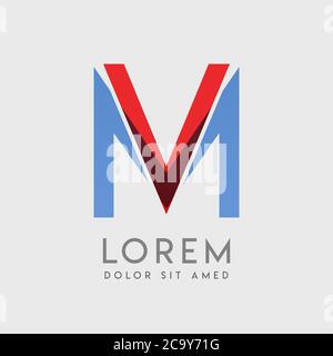 VM logo letters with blue and red gradation Stock Vector