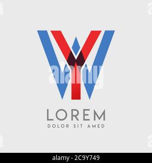 YW logo letters with blue and red gradation Stock Vector