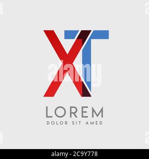 XT logo letters with blue and red gradation Stock Vector