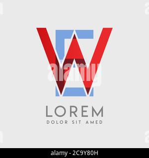 WE logo letters with blue and red gradation Stock Vector