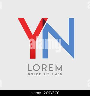 YN logo letters with blue and red gradation Stock Vector