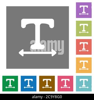Adjust font width flat icons on simple color square backgrounds Stock Vector