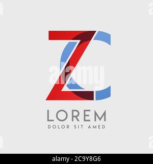 ZC logo letters with blue and red gradation Stock Vector