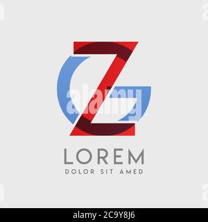 ZG logo letters with blue and red gradation Stock Vector