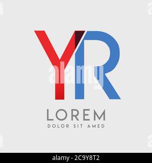 YR logo letters with blue and red gradation Stock Vector