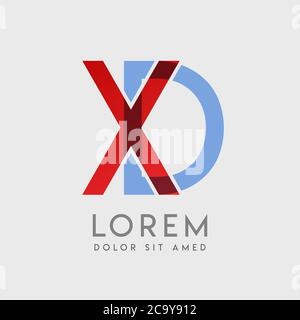 XD logo letters with blue and red gradation Stock Vector