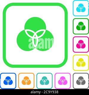 Color filter vivid colored flat icons in curved borders on white background Stock Vector