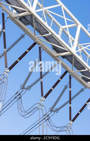Close up of an new Dutch electricity distribution station with large isolators Stock Photo