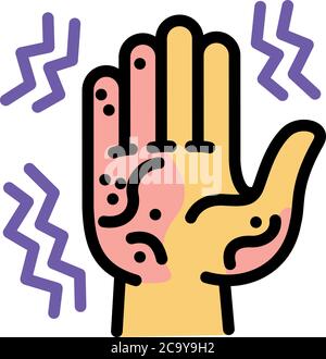 Hand frostbite icon. Outline hand frostbite vector icon for web design isolated on white background Stock Vector