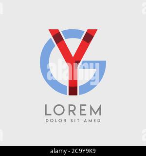 YG logo letters with blue and red gradation Stock Vector