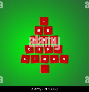 Christmas tree made of computer keys Stock Photo