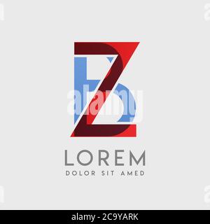 ZB logo letters with blue and red gradation Stock Vector