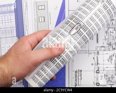 Working on blueprints Stock Photo