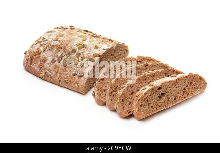Rustic bread with pumpkin seeds isolated Stock Photo