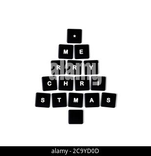 Christmas tree made of computer keys Stock Photo