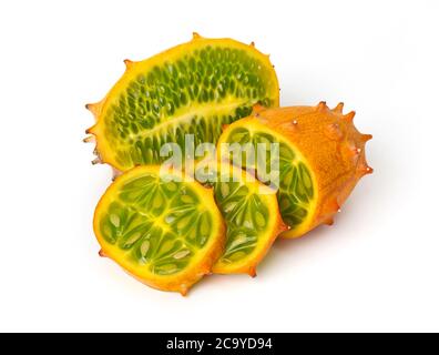 Kiwano fruit isolated on white Stock Photo