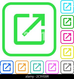 Launch application vivid colored flat icons in curved borders on white background Stock Vector