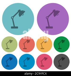 Desk lamp darker flat icons on color round background Stock Vector