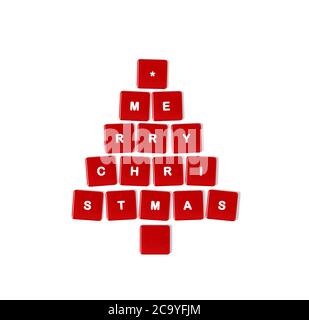 Christmas tree made of computer keys Stock Photo