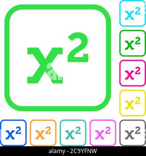 Math exponentiation vivid colored flat icons in curved borders on white background Stock Vector