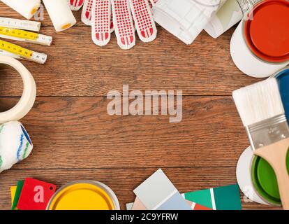 Tools and copy space on wood Stock Photo