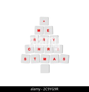 Christmas tree made of computer keys Stock Photo