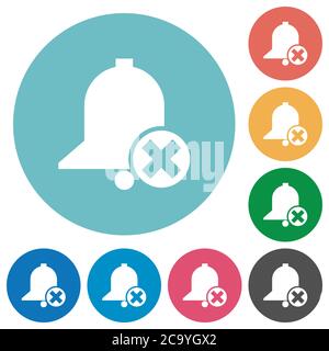 Cancel reminder flat white icons on round color backgrounds Stock Vector