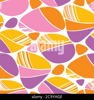 Vintage vibes 60s pink and orange geometric seamless pattern for background, fabric, textile, wrap, surface, web and print design. Liquid shapes mosai Stock Vector