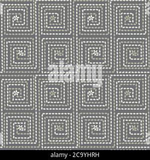 Folk peasant style rug seamless pattern for background, fabric, textile, wrap, surface, web and print design. Sea or wheat grains tile rapport in squa Stock Vector
