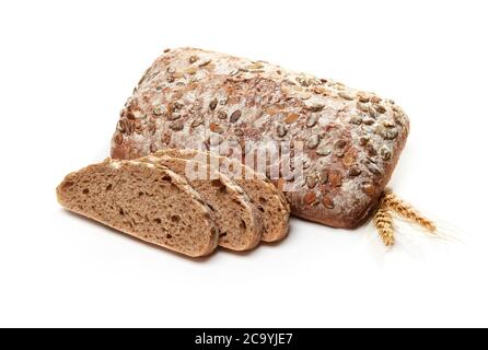 Rustic bread with pumpkin seeds isolated Stock Photo