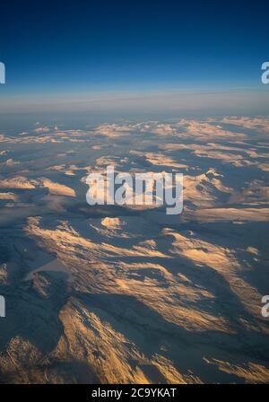 Aerial view over the Scandinavian Mountains. Norway Stock Photo