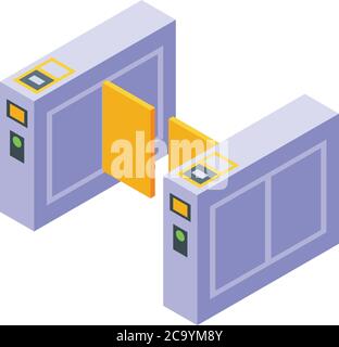 Turnstile metro icon, isometric style Stock Vector