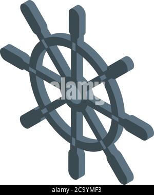 Controller ship wheel icon, isometric style Stock Vector
