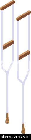 Inclusive education medical crutches icon, isometric style Stock Vector